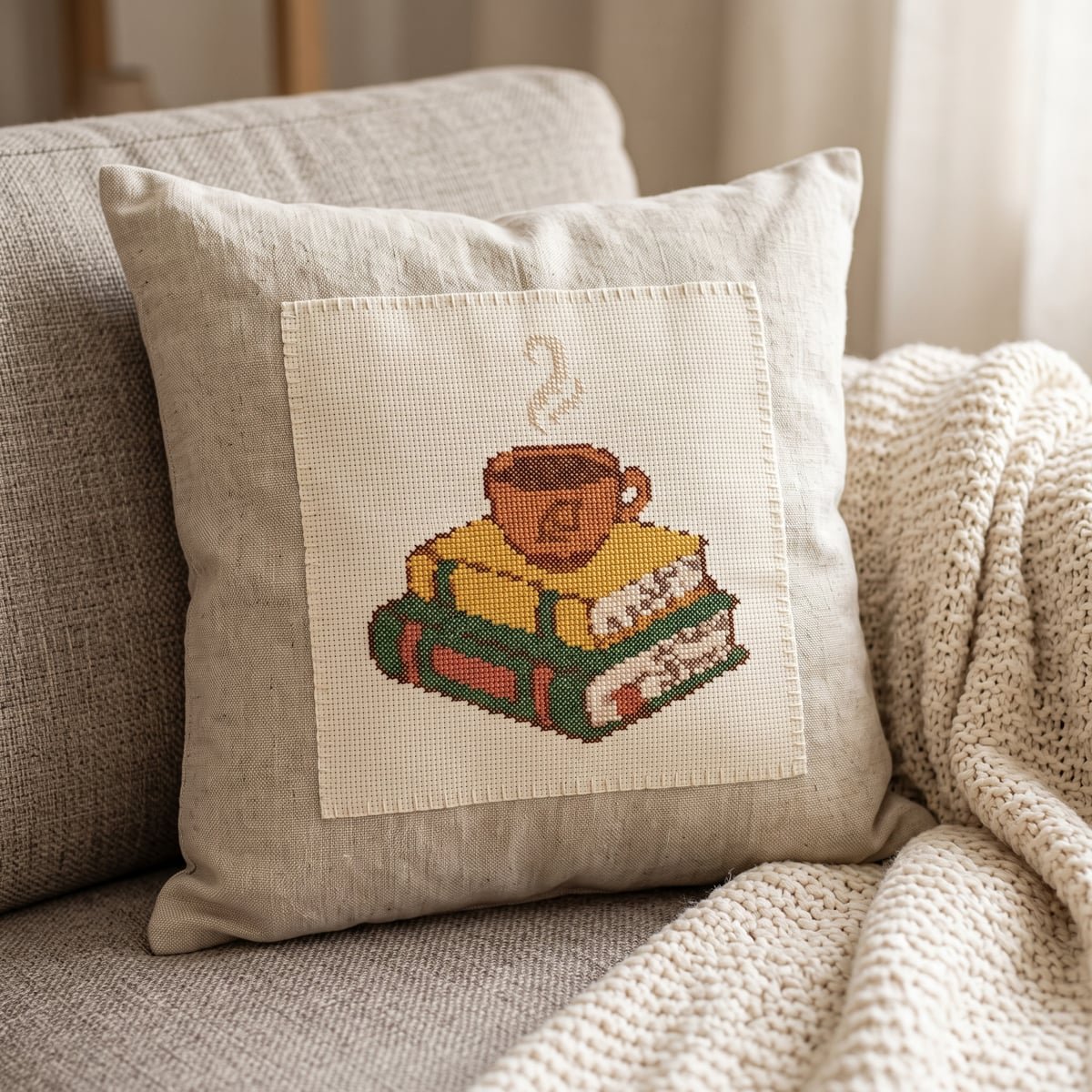 Coffee and Books Cross Stitch Pattern PDF - Free Download, DMC Chart for Embroidery, Hoop Art & Gifts