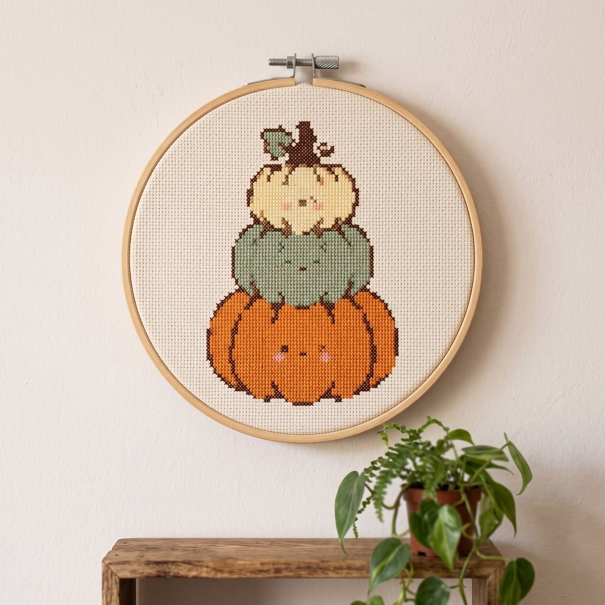 Pumpkin Stack Cross Stitch Pattern PDF - Free Download, DMC Chart for Embroidery, Hoop Art & Gifts